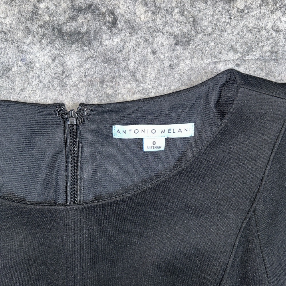 Antonio Melani Pencil‎ Dress Women's 0 Black Bodycon Stretchy Old Money Cocktail - Picture 6 of 9